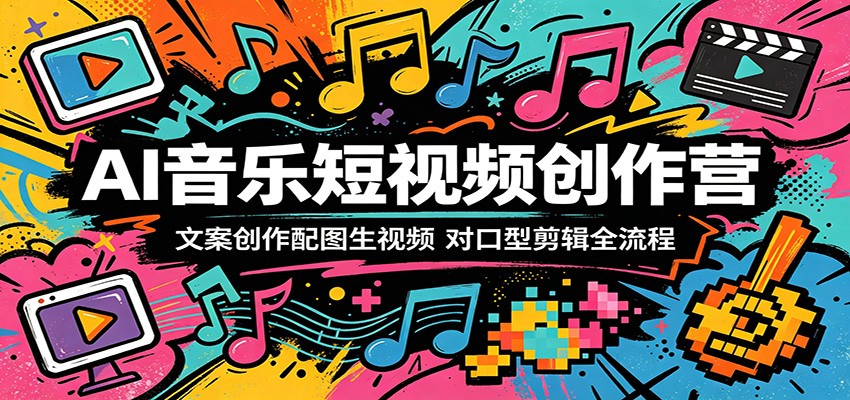 AI音乐短视频创作营：文案创作配图生视频，对口型剪辑全流程-云阁资源网