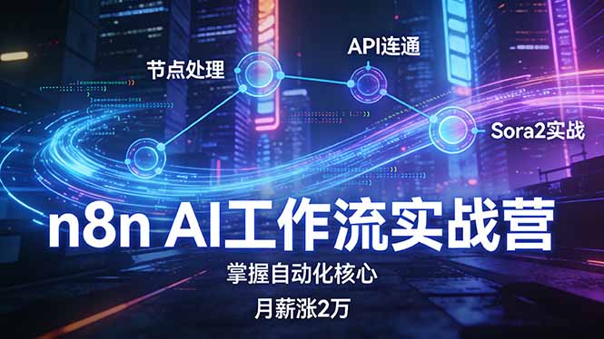 n8n AI工作流实战营，节点处理+API连通+Sora2实战，掌握自动化核心月薪涨2万-云阁资源网
