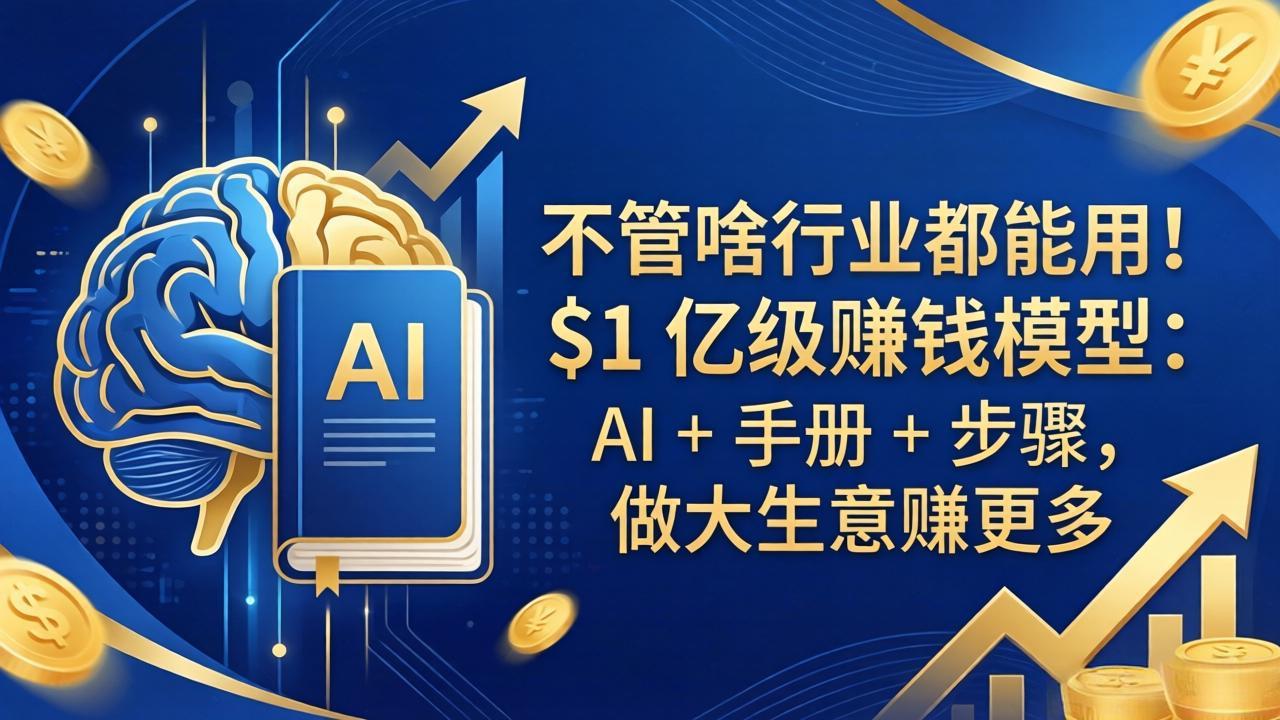 不管啥行业都能用！$1 亿级赚钱模型：AI + 手册 + 步骤，做大生意赚更多-云阁资源网