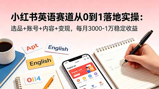 小红书英语赛道从0到1落地实操:选品+账号+内容+变现,每月3000-1万稳定收益-云阁资源网