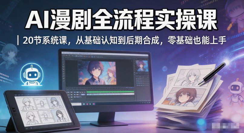 AI漫剧全流程实操课｜20节系统课，从基础认知到后期合成，零基础也能上手-云阁资源网