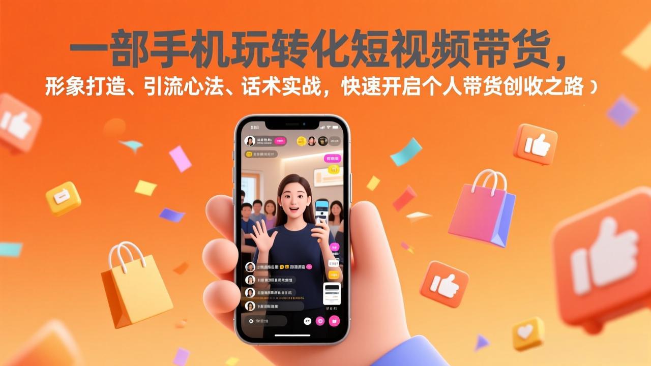 一部手机玩转化短视频带货，形象打造、引流心法、话术实战，快速开启个人带货创收之路-云阁资源网
