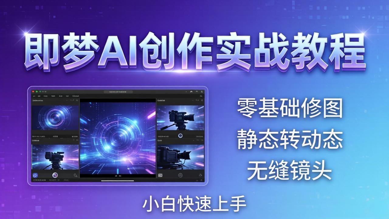 即梦AI创作实战教程，从零基础修图到AI导演，实战教学静态转动态+无缝镜头，小白快速上手-云阁资源网