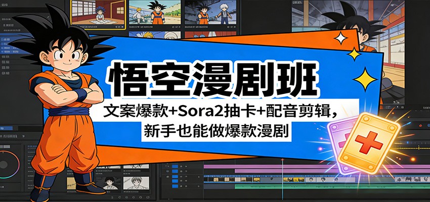 悟空漫剧班：文案爆款+Sora2抽卡+配音剪辑，新手也能做爆款漫剧-云阁资源网