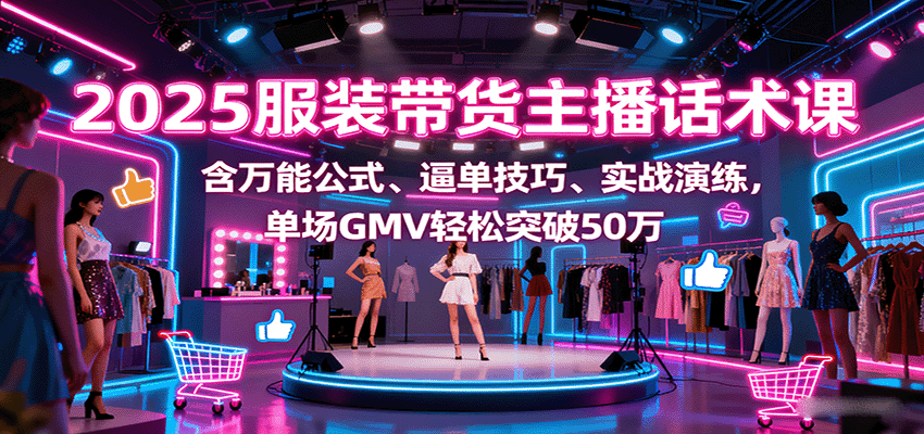 2025服装带货主播话术课，含万能公式、逼单技巧、实战演练，单场GMV轻松突破50万-云阁资源网