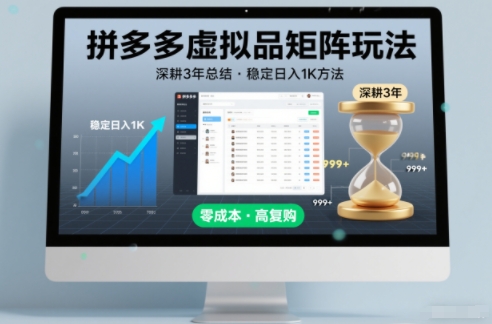 深耕3年之久总结，拼多多虚拟品矩阵玩法，稳定日入1K方法【揭秘】-云阁资源网