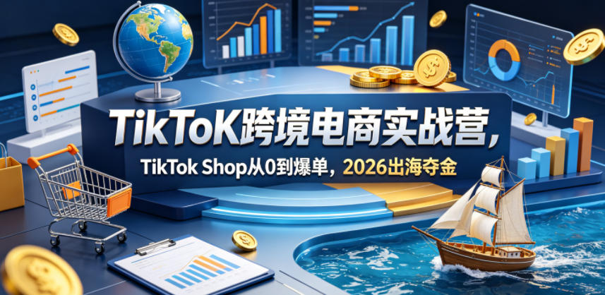 TikToK跨境电商实战营，TikTok Shop从0到爆单，2026出海夺金-云阁资源网