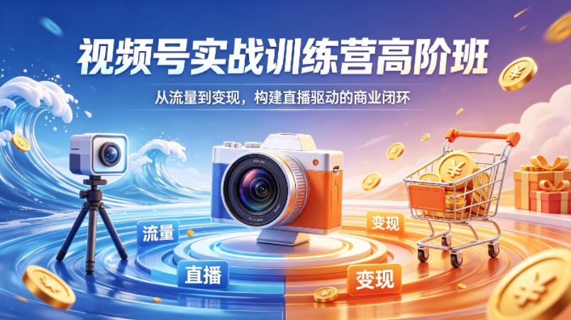 视频号实战训练营高阶班，从流量到变现，构建直播驱动的商业闭环(26年4月)-云阁资源网