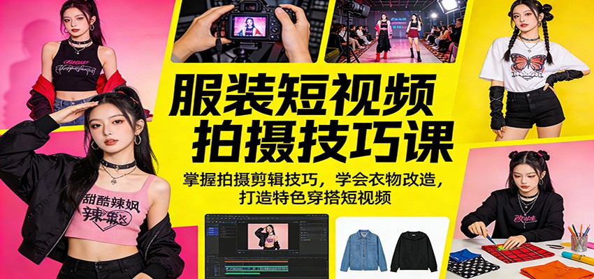 服装短视频拍摄技巧课：掌握拍摄剪辑技巧，学会衣物改造，打造特色穿搭短视频-云阁资源网