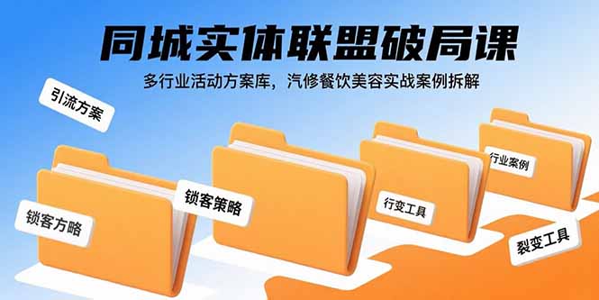 同城实体联盟破局课，多行业活动方案库，汽修餐饮美容实战案例拆解-云阁资源网