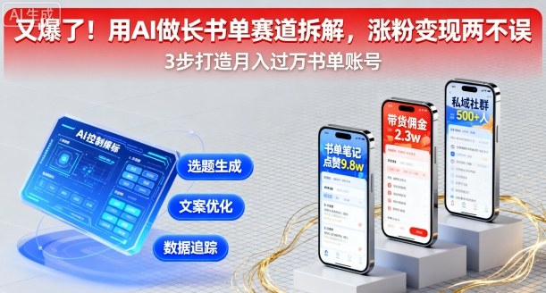 又爆了！用AI做长书单赛道拆解，涨粉变现两不误-云阁资源网