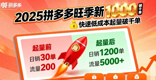 2025拼多多旺季新老店铺——快速低成本起量破千单-云阁资源网