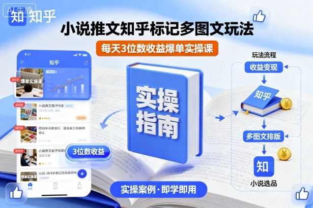 小说推文知乎标记多图文玩法，每天3位数收益爆单实操课-云阁资源网