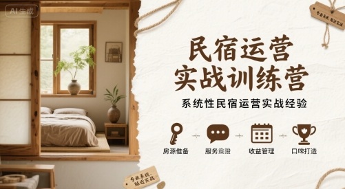 民宿运营实战训练营，系统性民宿运营实战经验-云阁资源网