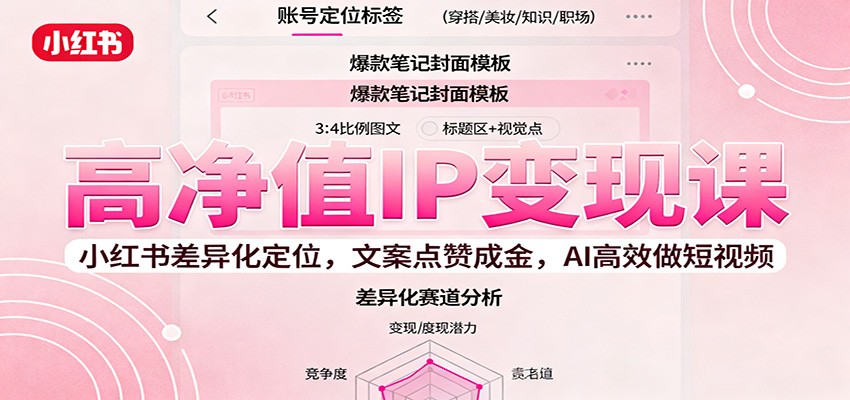高净值IP变现课:小红书差异化定位,文案点赞成金, AI高效做短视频-云阁资源网