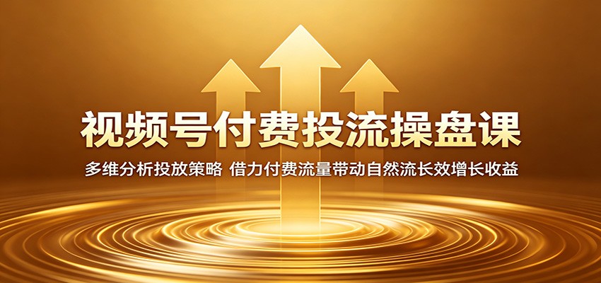 视频号付费投流操盘课：多维分析投放策略，借力付费流量带动自然流长效增长收益-云阁资源网