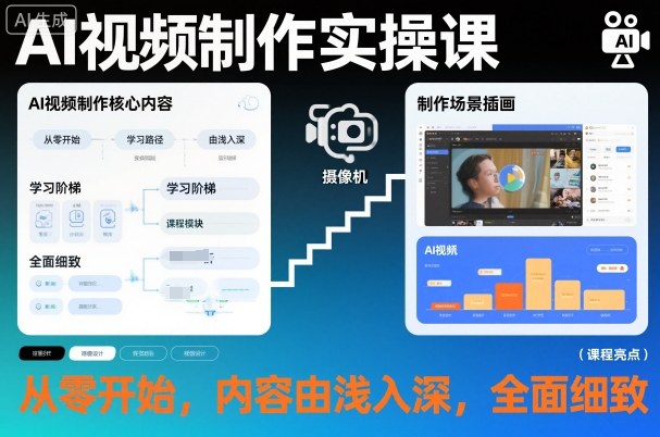 AI视频制作实操课，从零开始，内容由浅入深，全面细致-云阁资源网
