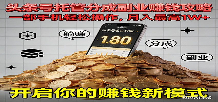 全程托管今日头条,一部手机就可以开干,最高躺赚1W+-云阁资源网