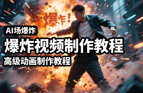 AI场景爆炸视频制作教程，利用人物实拍视频制作出高级的动画特效-云阁资源网