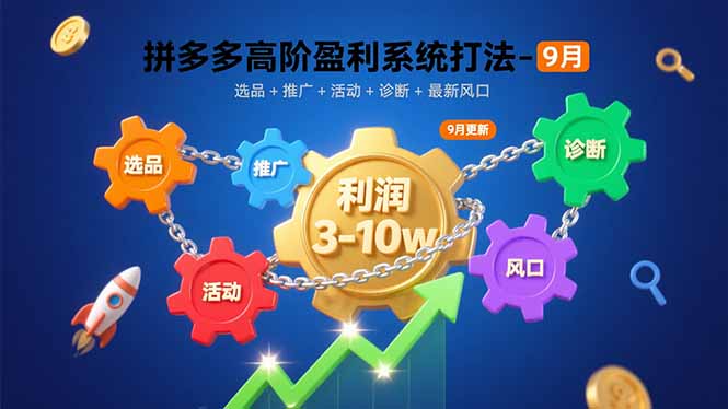 拼多多高阶盈利系统打法-9月：选品+推广+活动+诊断+最新风口，月利润3-10w-云阁资源网