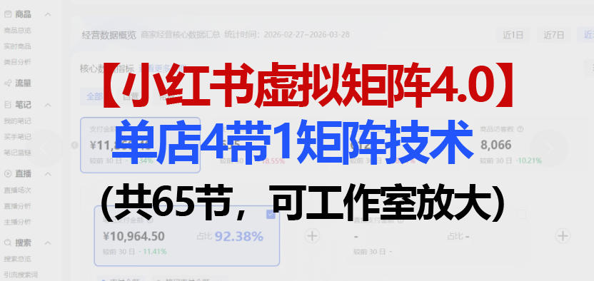 小红书虚拟矩阵4.0技术：单店4带1矩阵(共65节，可工作室放大)-云阁资源网