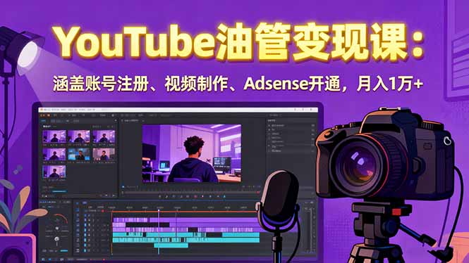 2025YouTube油管变现课：涵盖账号注册、视频制作、Adsense开通，月入1万+-云阁资源网
