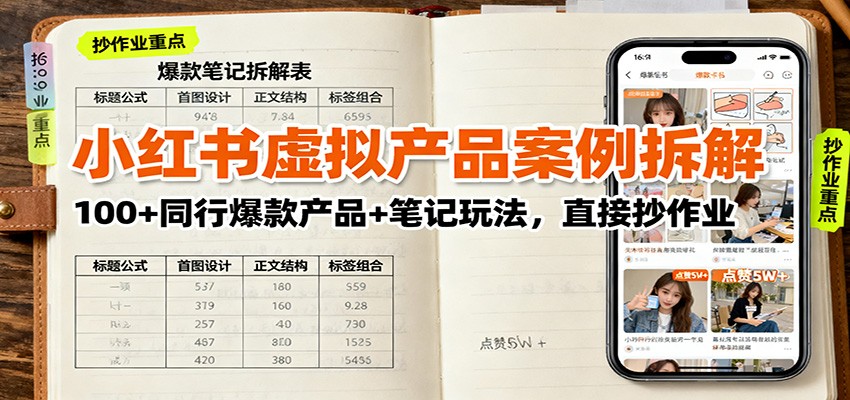 小红书虚拟产品案例拆解：100+同行爆款产品+笔记玩法，直接抄作业-云阁资源网