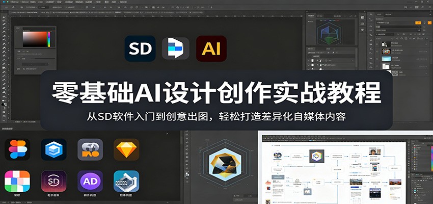 零基础AI设计创作实战教程：从SD软件入门到创意出图，轻松打造差异化自媒体内容-云阁资源网