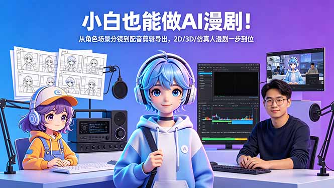 小白也能做AI漫剧！从角色场景分镜到配音剪辑导出，2D/3D/仿真人漫剧一步到位-云阁资源网