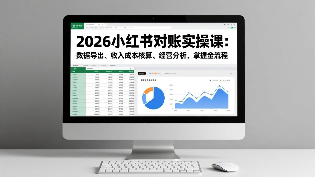 2026小红书对账实操课：数据导出、收入成本核算、经营分析，掌握全流程-云阁资源网