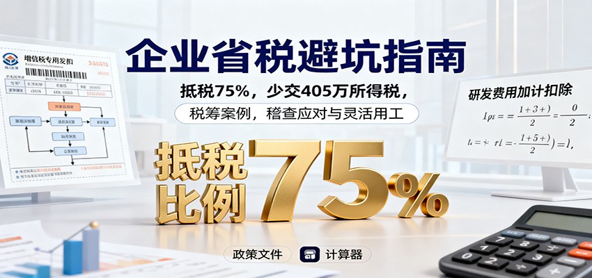 企业省税避坑指南:抵税75%,少交405万所得税,税筹案例,稽查应对与灵活用工-云阁资源网