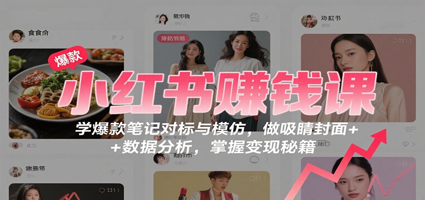 小红书赚钱课：学爆款笔记对标与模仿，做吸睛封面 + 数据分析，掌握变现秘籍-云阁资源网