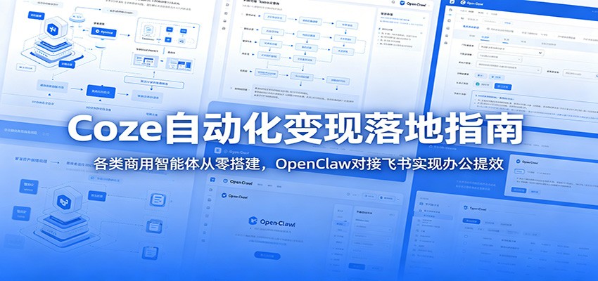 Coze自动化变现落地指南：各类商用智能体从零搭建，OpenClaw对接飞书实现办公提效-云阁资源网