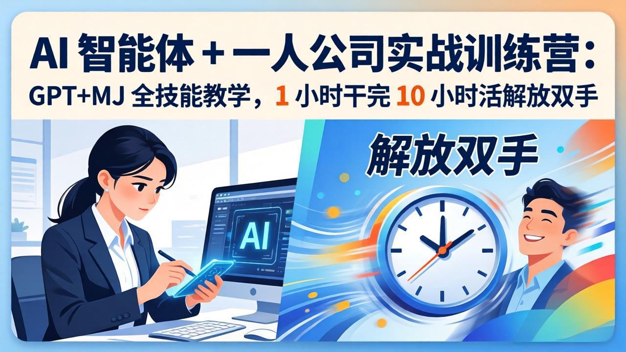 AI 智能体 + 一人公司实战训练营：GPT+MJ 全技能教学，1 小时干完 10 小时活解放双手-云阁资源网