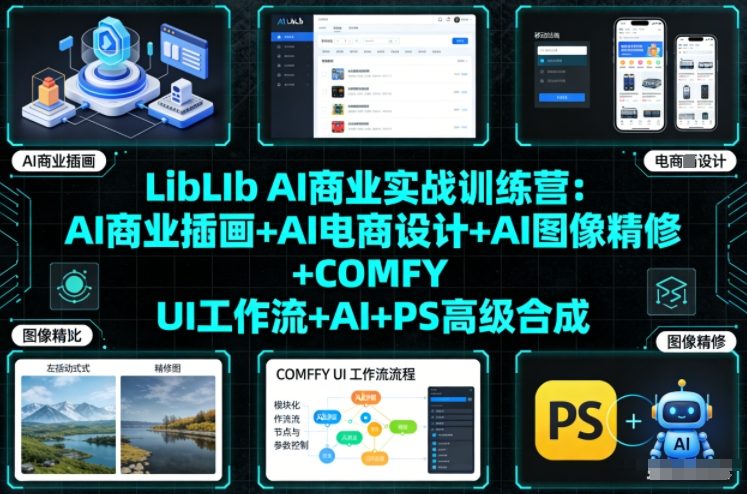LibLIb AI商业实战训练营：AI商业插画+AI电商设计+AI图像精修+COMFY UI工作流+AI+PS高级合成-云阁资源网