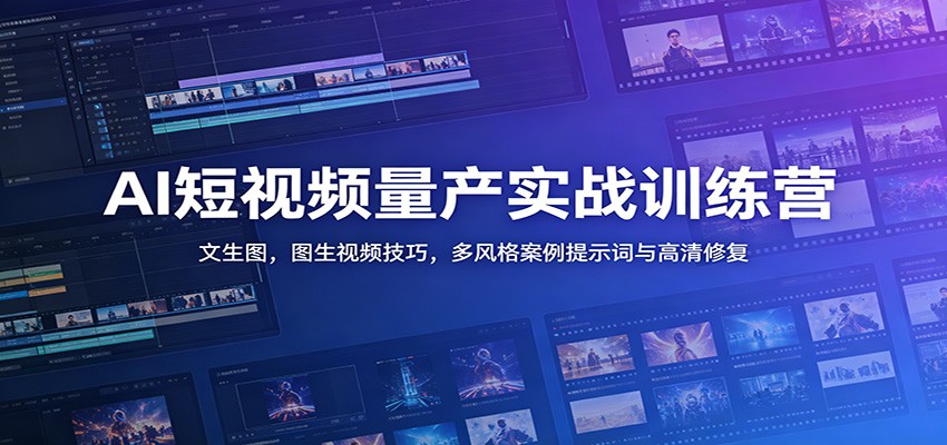 AI短视频量产实战训练营：文生图，图生视频技巧，多风格案例提示词与高清修复-云阁资源网