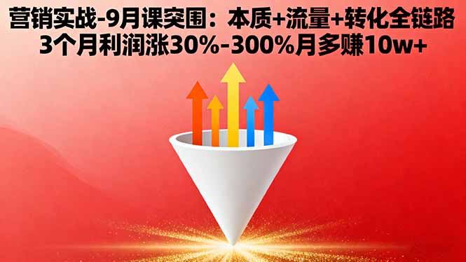 营销实战-9月突围课:本质+流量+转化全链路 3个月利润涨30%-300%月多赚10w+-云阁资源网