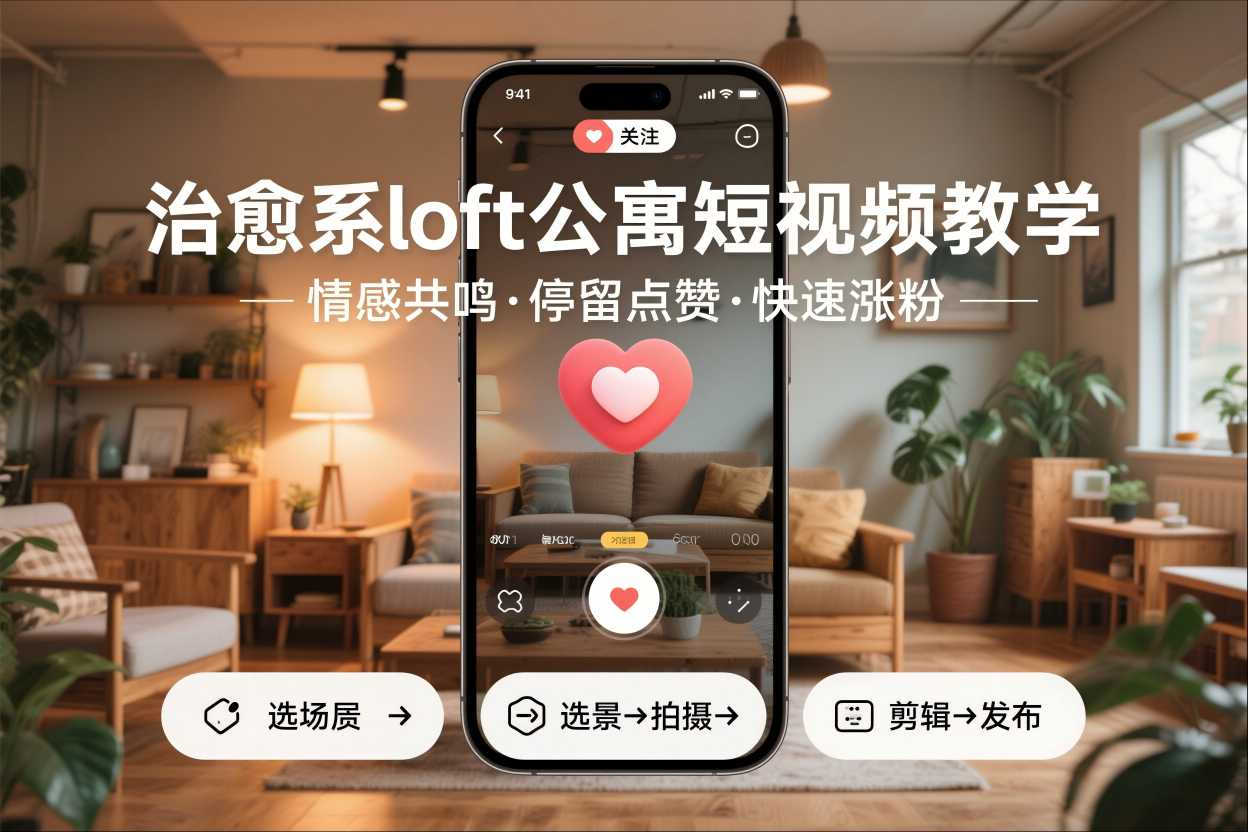 治愈系loft公寓短视频制作教学，情感共鸣引停留点赞关注，快速起号涨粉-云阁资源网