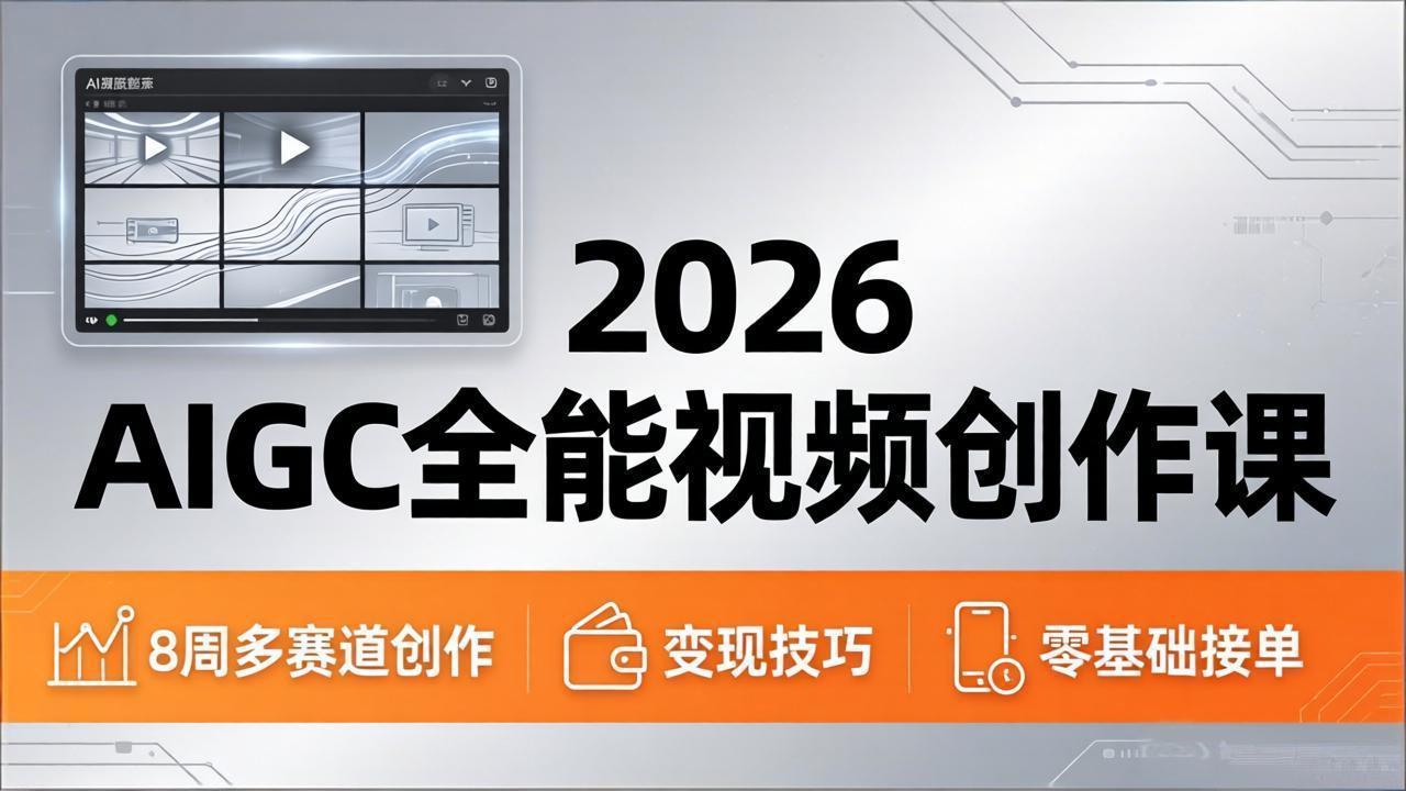 2026AIGC全能视频创作课，8周吃透多赛道创作+变现，零基础也能高效出片接单-云阁资源网