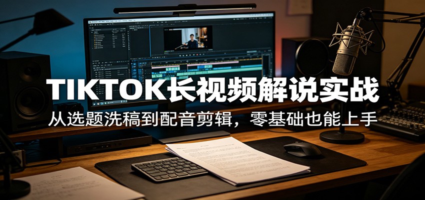 TIKTOK长视频解说实战：从选题洗稿到配音剪辑，零基础也能上手-云阁资源网