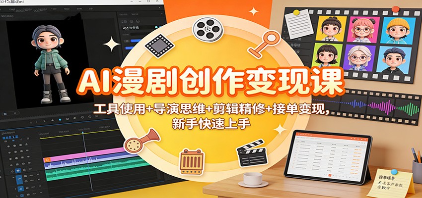 AI漫剧创作变现课:工具使用+导演思维+剪辑精修+接单变现,新手快速上手-云阁资源网