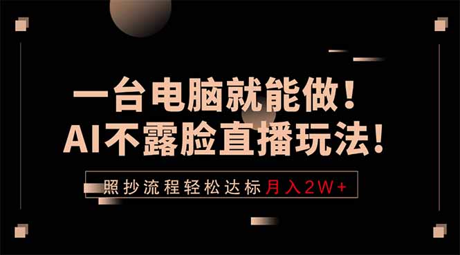 一台电脑就能做！AI不露脸直播玩法，照抄流程轻松达标月入2W+-云阁资源网