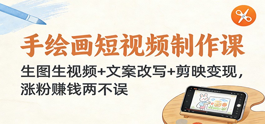 手绘画短视频制作课：生图生视频+文案改写+剪映变现，涨粉赚钱两不误-云阁资源网