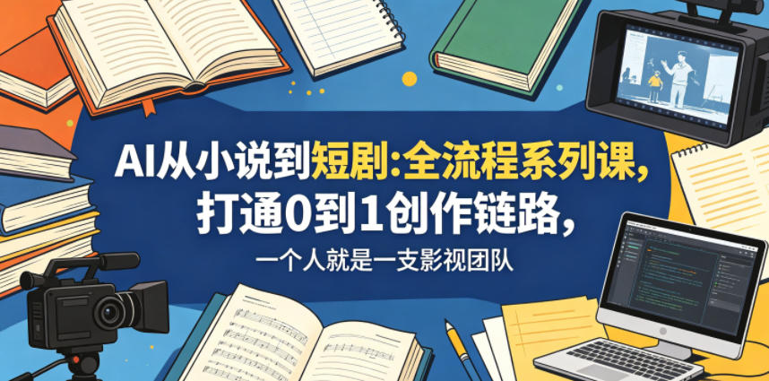 AI从小说到短剧全流程系列课，打通0到1创作链路，一个人就是一支影视团队-云阁资源网