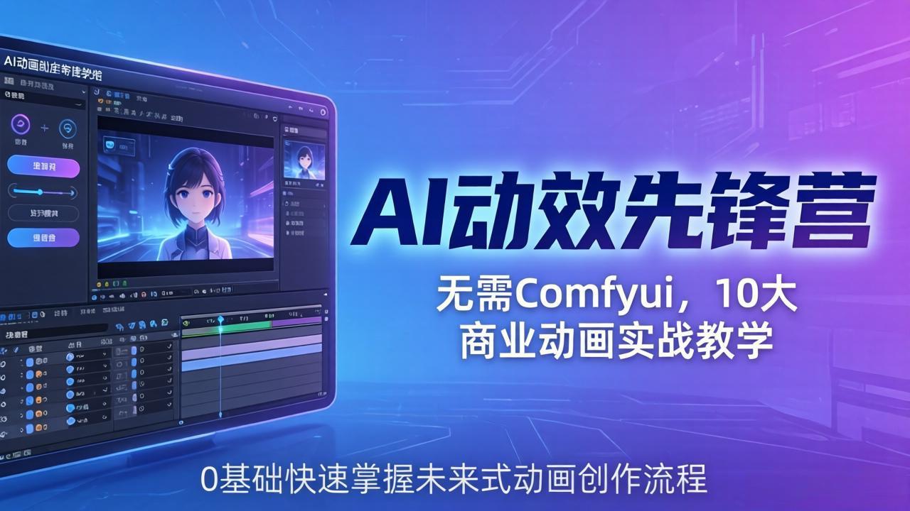 AI 动效先锋营：无需Comfyui，10大商业动画实战教学，0基础快速掌握未来式动画创作流程-云阁资源网