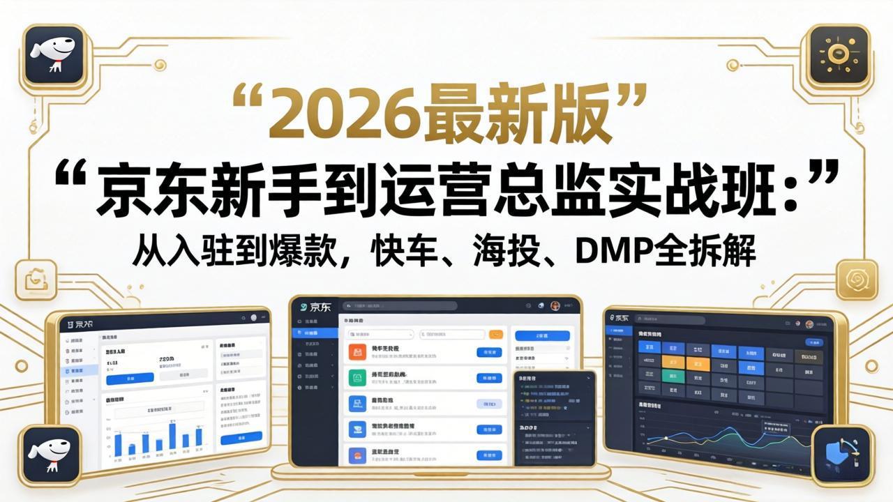 京东新手到运营总监实战班：从入驻到爆款，快车、海投、DMP全拆解，2026最新版-云阁资源网