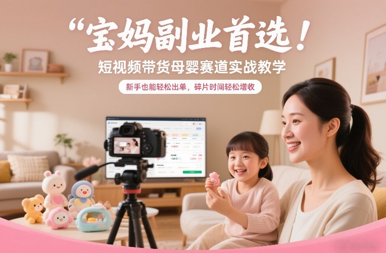 宝妈副业首选！短视频带货母婴赛道实战教学，新手也能轻松出单，碎片时间轻松增收-云阁资源网
