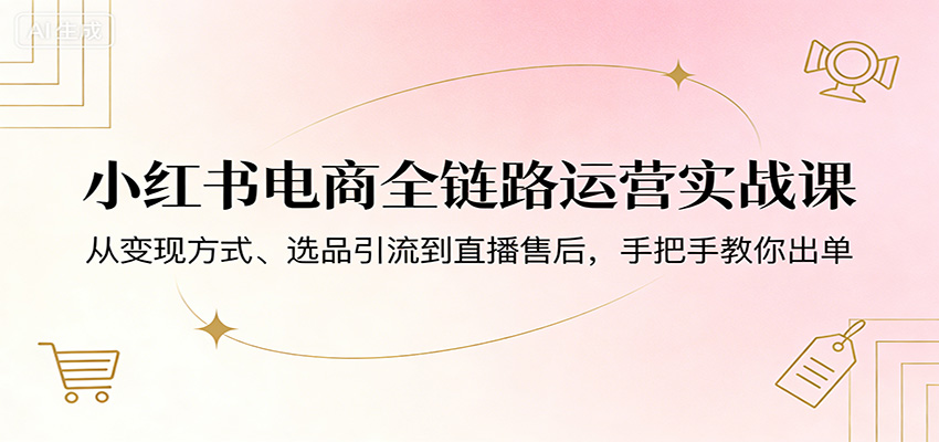 小红书电商全链路运营实战课：从变现方式、选品引流到直播售后，手把手教你出单-云阁资源网