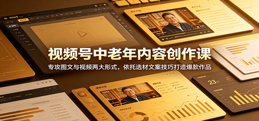 视频号中老年内容创作课:专攻图文与视频两大形式,依托选材文案技巧打造爆款作品-云阁资源网