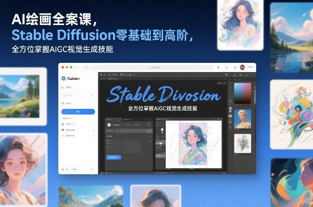 AI绘画全案课，Stable Diffusion零基础到高阶，全方位掌握AIGC视觉生成技能-云阁资源网